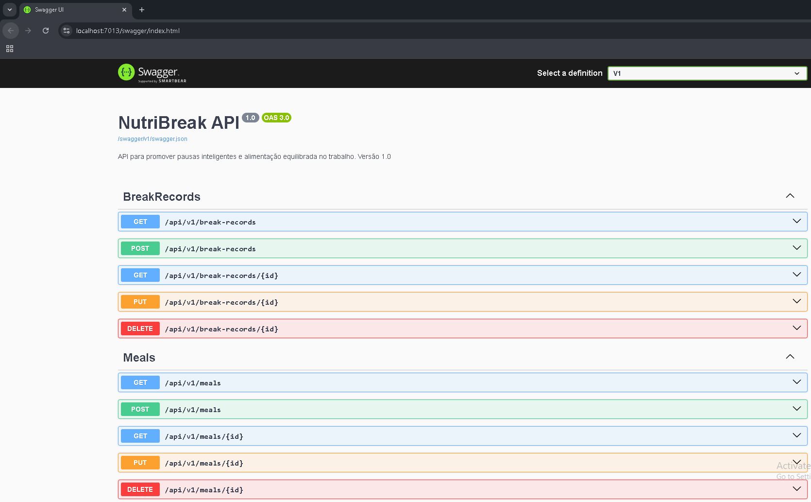 NutriBreak API